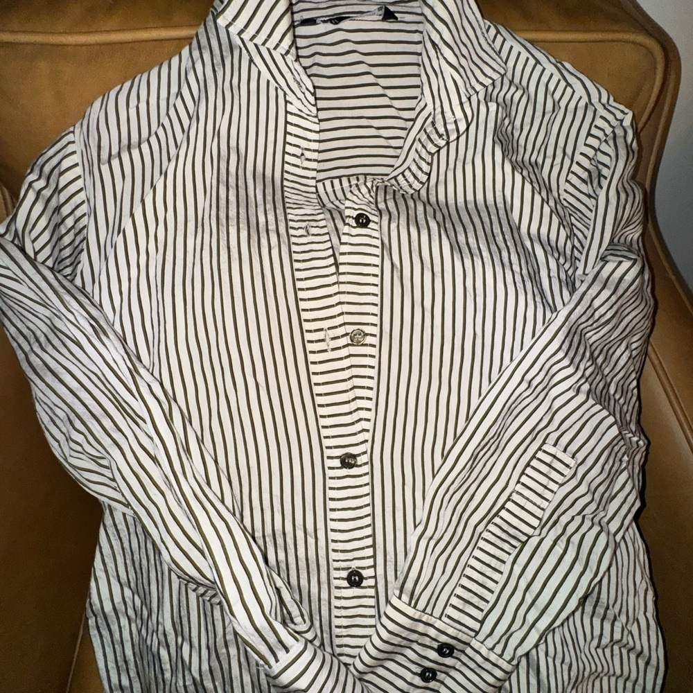 Zara Monochrome Striped Button Down Shirt